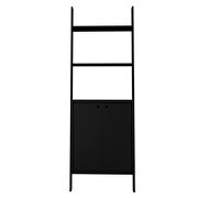 Ladder display cabinet with 2 floating shelves in black by Manhattan Comfort additional picture 2