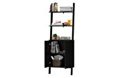 Ladder display cabinet with 2 floating shelves in black by Manhattan Comfort additional picture 8