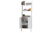 Ladder display cabinet with 2 floating shelves in white by Manhattan Comfort additional picture 4