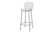 Barstool with seat cushion in charcoal gray and white additional photo 3 of 7