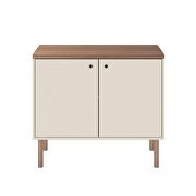 35.43 modern accent cabinet with solid top board and legs in off white and nature by Manhattan Comfort additional picture 2