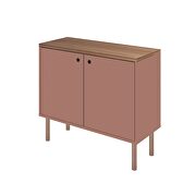 35.43 modern accent cabinet with solid top board and legs in ceramic pink and nature by Manhattan Comfort additional picture 8