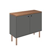 35.43 modern accent cabinet with solid top board and legs in gray and nature by Manhattan Comfort additional picture 7