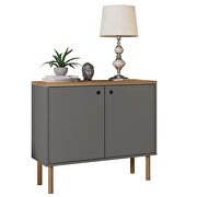 35.43 modern accent cabinet with solid top board and legs in gray and nature by Manhattan Comfort additional picture 9