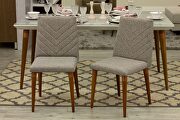 Duffy 62.99 modern rectangle dining table and utopia chevron dining chair in cinnamon off white and gray - set of 7 additional photo 5 of 8