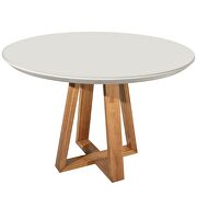 Duffy 45.27 modern round dining table and charles dining chairs in off white and dark beige- set of 5 by Manhattan Comfort additional picture 7
