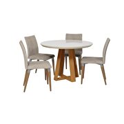 Duffy 45.27 modern round dining table and charles dining chairs in off white and dark gray- set of 5 by Manhattan Comfort additional picture 4