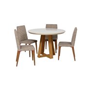 Duffy 45.27 modern round dining table and utopia chevron dining chairs in off white and gray - set of 5 additional photo 4 of 8