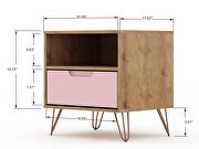 1-drawer nature and rose pink nightstand (set of 2) by Manhattan Comfort additional picture 3