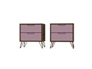 2-drawer nature and rose pink nightstand (set of 2) by Manhattan Comfort additional picture 3