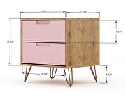 2-drawer nature and rose pink nightstand (set of 2) by Manhattan Comfort additional picture 4
