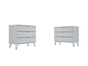 3-drawer white dresser (set of 2) by Manhattan Comfort additional picture 3