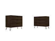3-drawer brown dresser (set of 2) by Manhattan Comfort additional picture 3