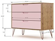 3-drawer nature and rose pink dresser (set of 2) by Manhattan Comfort additional picture 3