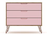 3-drawer nature and rose pink dresser (set of 2) by Manhattan Comfort additional picture 9