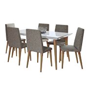 7-piece 62.99 dining set with 6 dining chairs in white gloss and gray additional photo 2 of 5