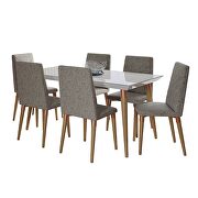 7-piece 62.99 dining set with 6 dining chairs in off white and gray additional photo 2 of 5