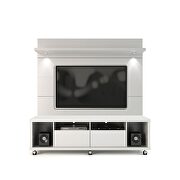 Tv stand and floating wall TV panel with led lights 1.8 in white gloss by Manhattan Comfort additional picture 2