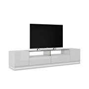 Vanderbilt TV stand and cabrini 2.2 floating wall tv panel with led lights in white gloss by Manhattan Comfort additional picture 8