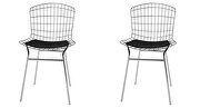 2-piece metal chair with seat cushion in silver and black additional photo 3 of 9