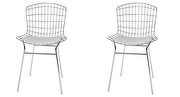 2-piece metal chair with seat cushion in silver and white additional photo 2 of 3