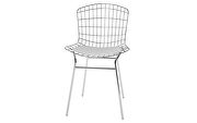2-piece metal chair with seat cushion in silver and white additional photo 4 of 3