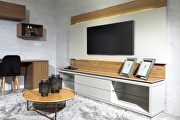 Lincoln TV stand and panel with led lights in off white and cinnamon by Manhattan Comfort additional picture 3