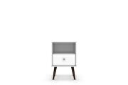 Liberty mid-century - modern nightstand 1.0 with 1 cubby space and 1 drawer in white with solid wood legs by Manhattan Comfort additional picture 7