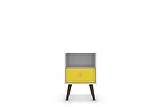 Liberty mid-century - modern nightstand 1.0 with 1 cubby space and 1 drawer in white and yellow with solid wood legs by Manhattan Comfort additional picture 7