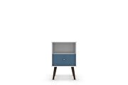 Liberty mid-century - modern nightstand 1.0 with 1 cubby space and 1 drawer in white and aqua blue with solid wood legs by Manhattan Comfort additional picture 7