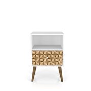 Liberty mid-century - modern nightstand 1.0 with 1 cubby space and 1 drawer in white and 3d brown prints by Manhattan Comfort additional picture 7