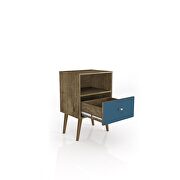 Liberty mid-century - modern nightstand 1.0 with 1 cubby space and 1 drawer in rustic brown and aqua blue by Manhattan Comfort additional picture 4