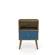 Liberty mid-century - modern nightstand 1.0 with 1 cubby space and 1 drawer in rustic brown and aqua blue by Manhattan Comfort additional picture 7