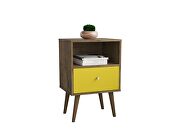 Liberty mid-century - modern nightstand 1.0 with 1 cubby space and 1 drawer in rustic brown and yellow by Manhattan Comfort additional picture 2