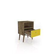 Liberty mid-century - modern nightstand 1.0 with 1 cubby space and 1 drawer in rustic brown and yellow by Manhattan Comfort additional picture 4