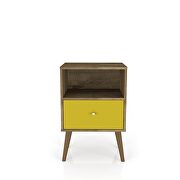 Liberty mid-century - modern nightstand 1.0 with 1 cubby space and 1 drawer in rustic brown and yellow by Manhattan Comfort additional picture 7