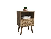 Liberty mid-century - modern nightstand 1.0 with 1 cubby space and 1 drawer in rustic brown and 3d brown prints by Manhattan Comfort additional picture 2