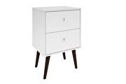 Liberty mid-century - modern nightstand 2.0 with 2 full extension drawers in white with solid wood legs by Manhattan Comfort additional picture 2