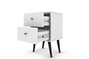 Liberty mid-century - modern nightstand 2.0 with 2 full extension drawers in white with solid wood legs by Manhattan Comfort additional picture 4