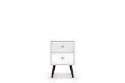 Liberty mid-century - modern nightstand 2.0 with 2 full extension drawers in white with solid wood legs by Manhattan Comfort additional picture 7
