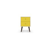 Liberty mid-century - modern nightstand 2.0 with 2 full extension drawers in white and yellow with solid wood legs by Manhattan Comfort additional picture 7