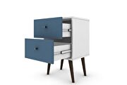Liberty mid-century - modern nightstand 2.0 with 2 full extension drawers in white and aqua blue with solid wood legs additional photo 4 of 7