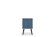 Liberty mid-century - modern nightstand 2.0 with 2 full extension drawers in white and aqua blue with solid wood legs by Manhattan Comfort additional picture 7