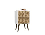 Liberty mid-century - modern nightstand 2.0 with 2 full extension drawers in white and 3d brown prints by Manhattan Comfort additional picture 2
