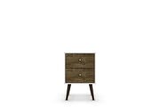 Liberty mid-century - modern nightstand 2.0 with 2 full extension drawers in white and rustic brown with solid wood legs by Manhattan Comfort additional picture 6