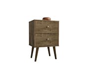 Liberty mid-century - modern nightstand 2.0 with 2 full extension drawers in rustic brown by Manhattan Comfort additional picture 2