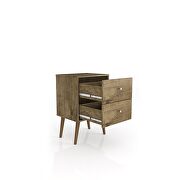 Liberty mid-century - modern nightstand 2.0 with 2 full extension drawers in rustic brown by Manhattan Comfort additional picture 4