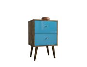 Liberty mid-century - modern nightstand 2.0 with 2 full extension drawers in rustic brown and aqua blue additional photo 2 of 7