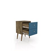 Liberty mid-century - modern nightstand 2.0 with 2 full extension drawers in rustic brown and aqua blue additional photo 4 of 7