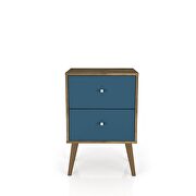 Liberty mid-century - modern nightstand 2.0 with 2 full extension drawers in rustic brown and aqua blue by Manhattan Comfort additional picture 7